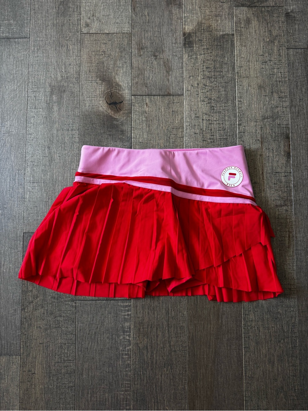 Fila Pink & Red Pleated Tennis Skirt